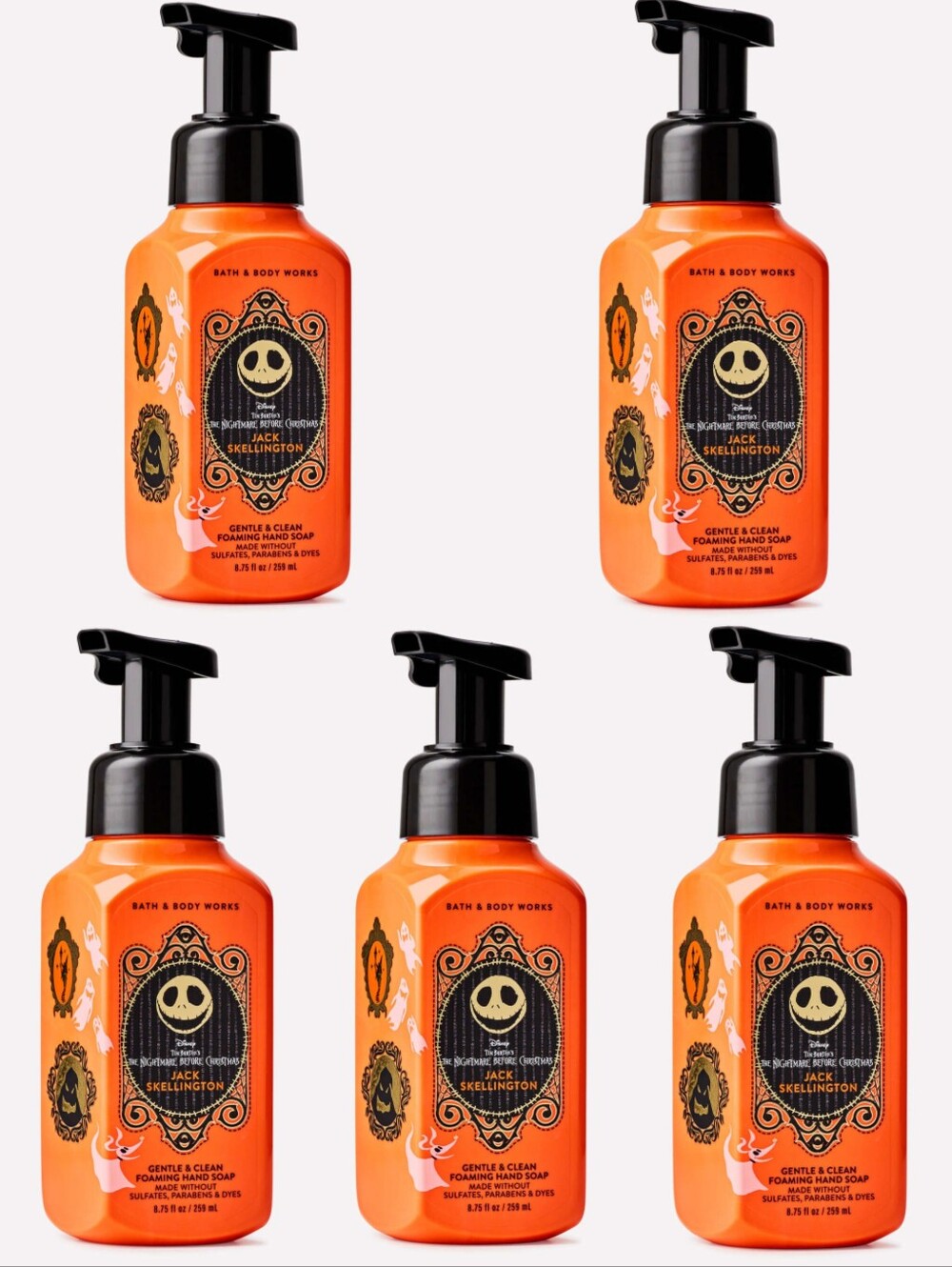 Bath & Body Works Jack Skellington Foaming Hand Soap Set of 5 NEW RARE